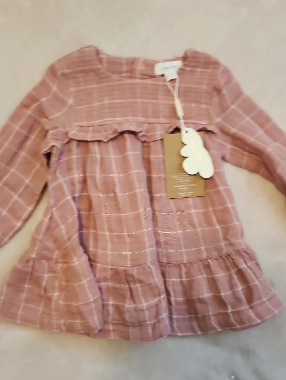 Angel Dear Mauve Pink Plaid Ruffle Dress